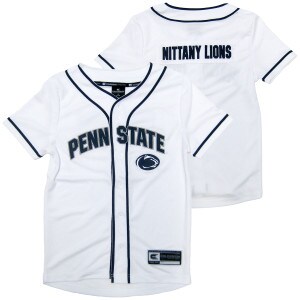 youth white Penn State baseball jersey with Nittany Lions on back